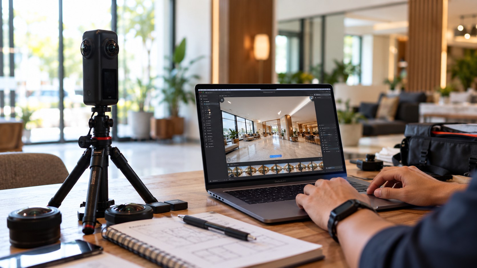 Văn phòng bán hàng bất động sản tích hợp màn hình cảm ứng trải nghiệm VR Tour 360
