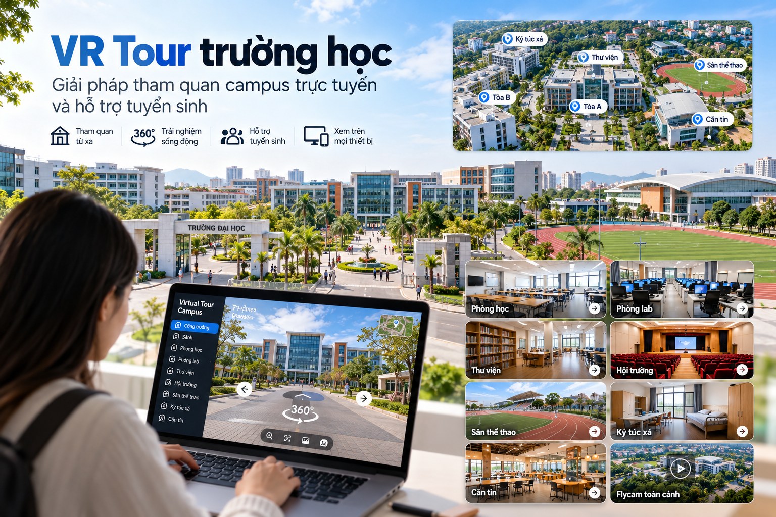 Không gian phòng thực hành công nghệ cao và thư viện hiện đại được số hóa 360 chân thực