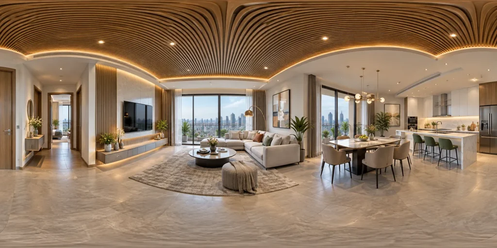 Panorama căn hộ mẫu với các hotspot