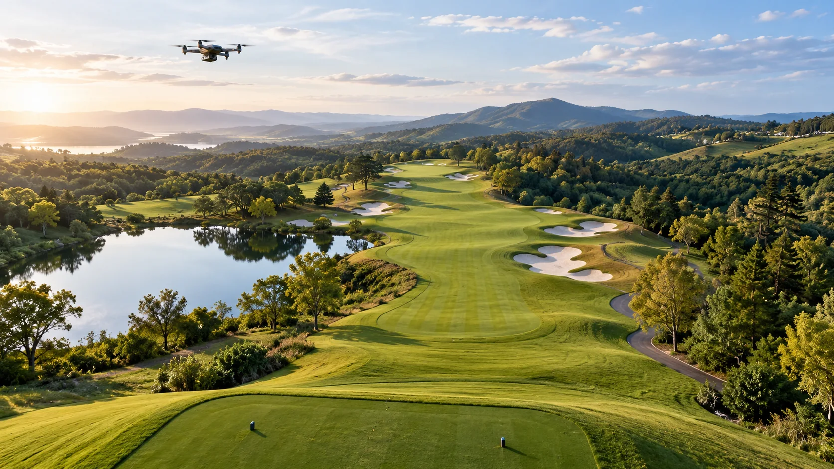 Flycam 360 fairway sân golf toàn cảnh đường bóng và bẫy cát