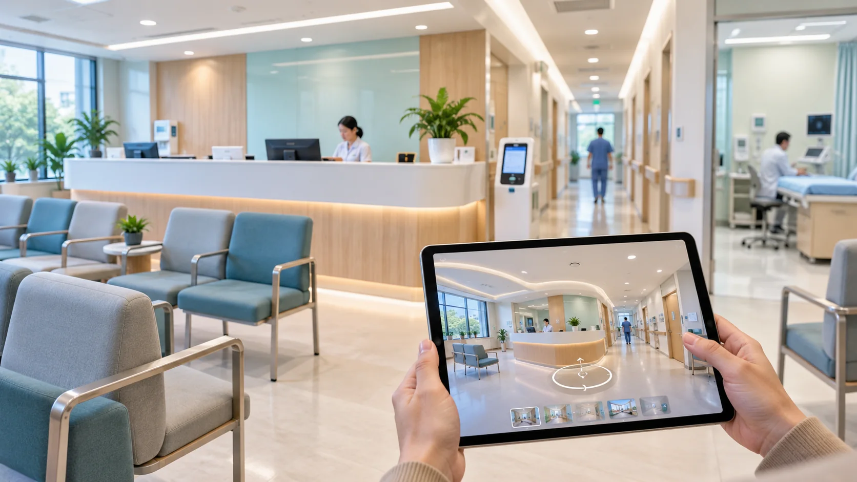 Khoa khám bệnh và sảnh chờ bệnh viện được số hóa 360 độ trực quan và sạch sẽ
