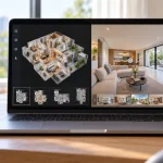 So sánh Matterport, 3D tour CGI, ảnh 360 trên Google Maps và VR tour tự host: mô hình dollhouse cạnh khung panorama