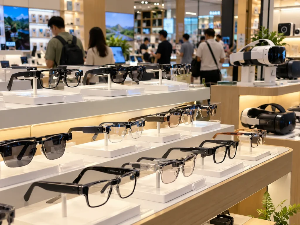 Biểu đồ so sánh lô hàng kính thông minh tăng và kính VR giảm năm 2026
