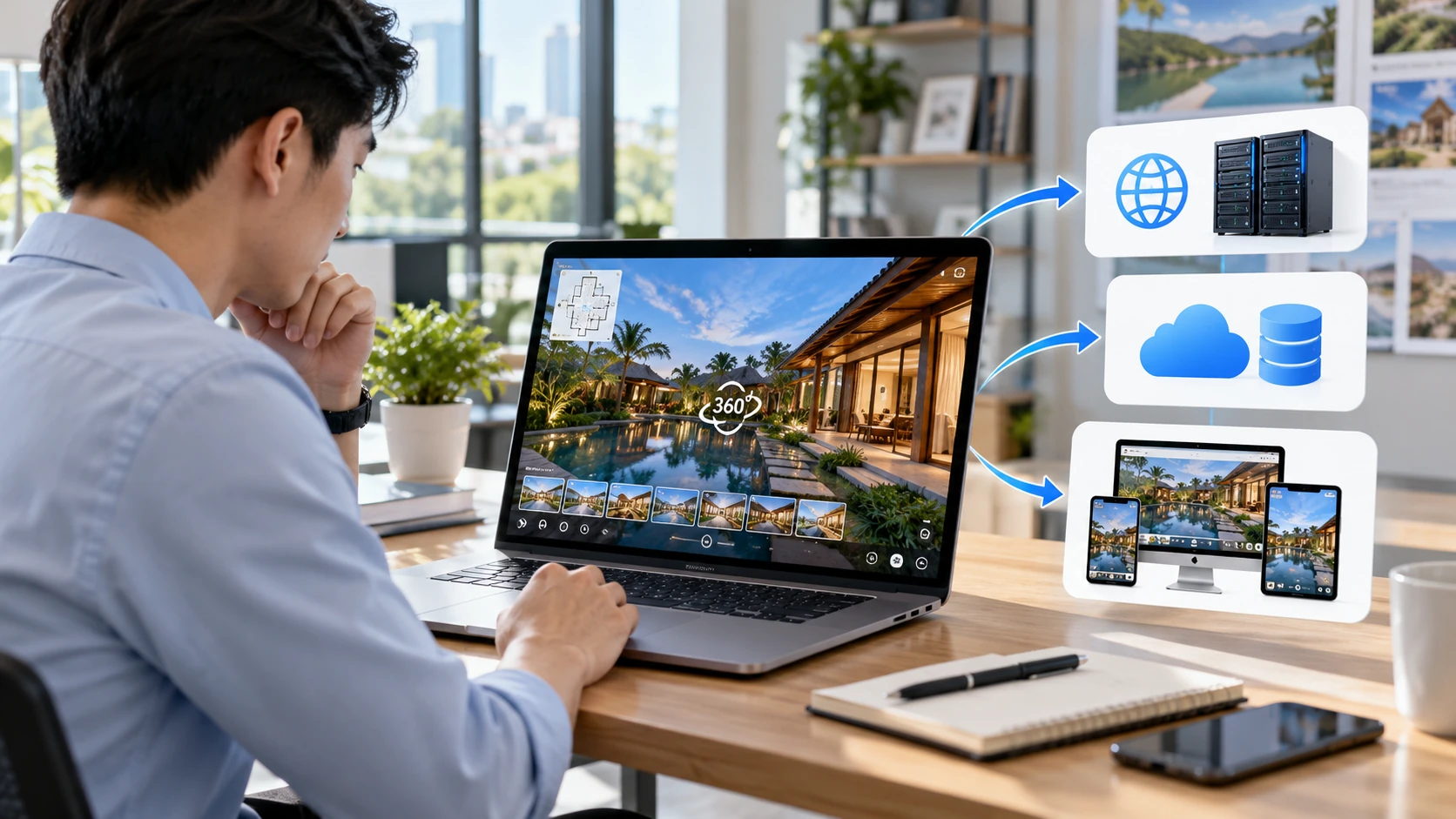 Gói tour HTML5 xuất từ Pano2VR đặt trên máy chủ riêng, lưu trữ đám mây và chạy trên nhiều thiết bị
